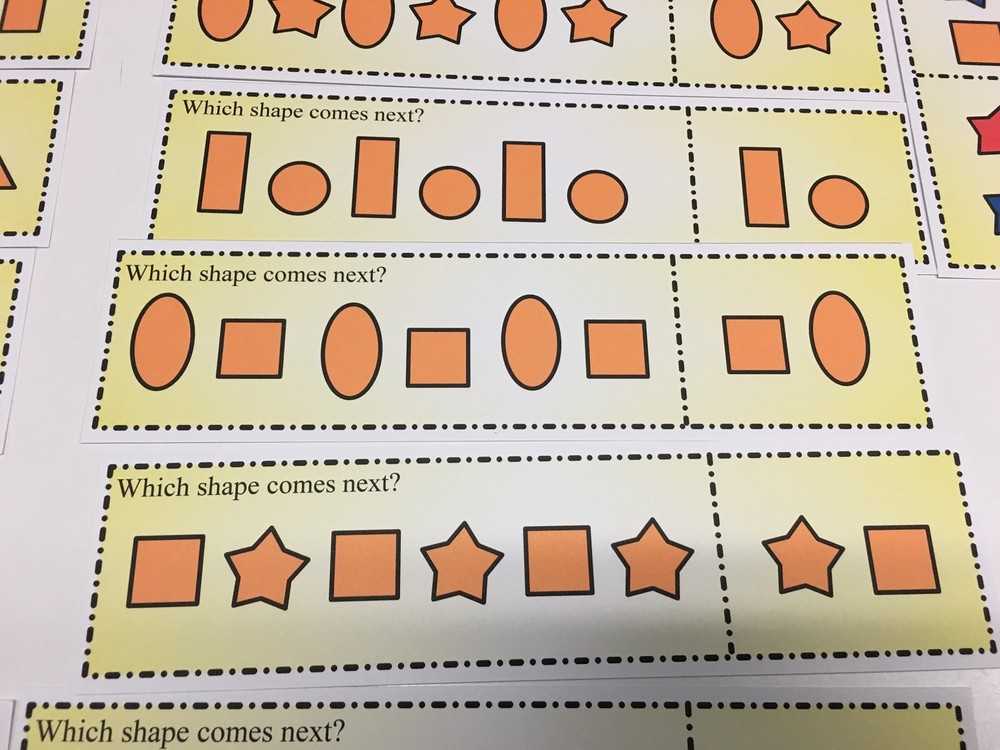 Patterns - Which Comes Next? - 18 Laminated Dry Erase Activity Cards