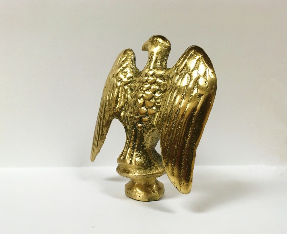 Lamp Finial-Solid Cast BRASS EAGLE, Highly Detailed W/Dual Threads, WB Finish