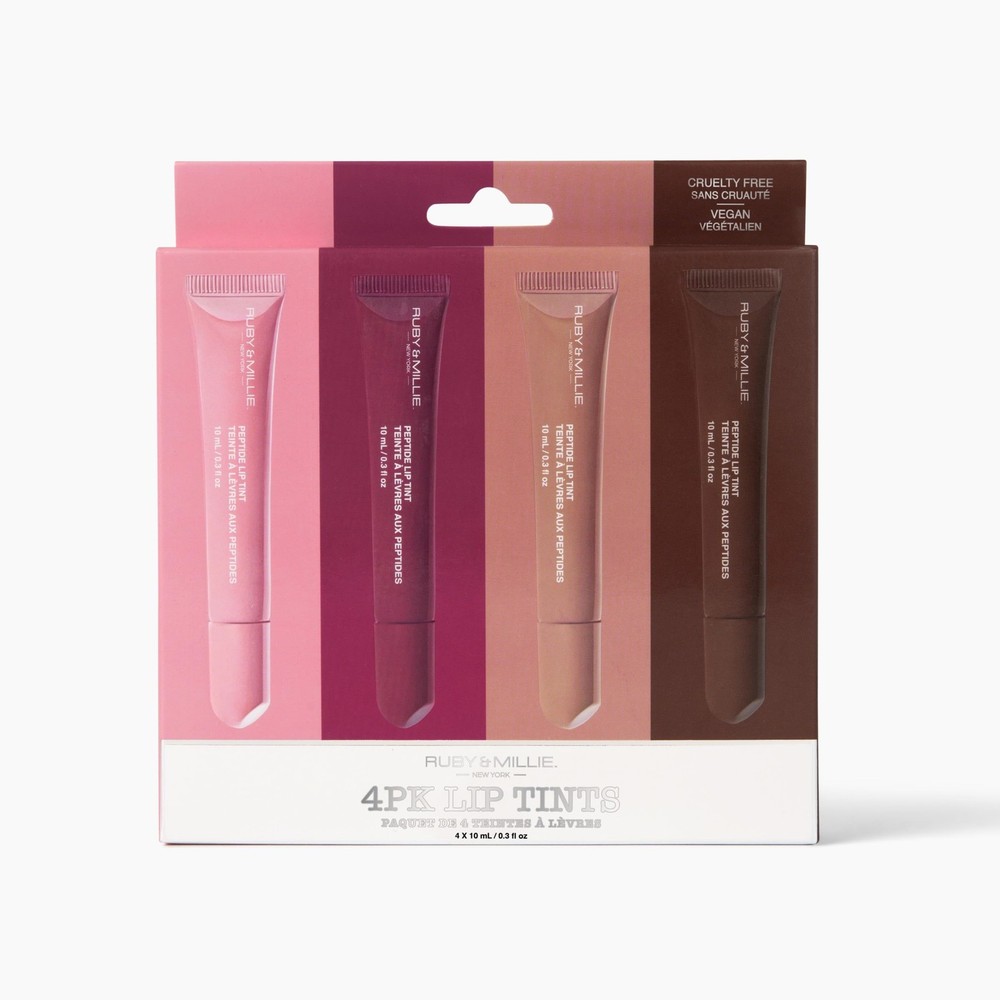 Ruby & Millie Peptide Lip Treatment, Tint, 4 Pack, Multicolor