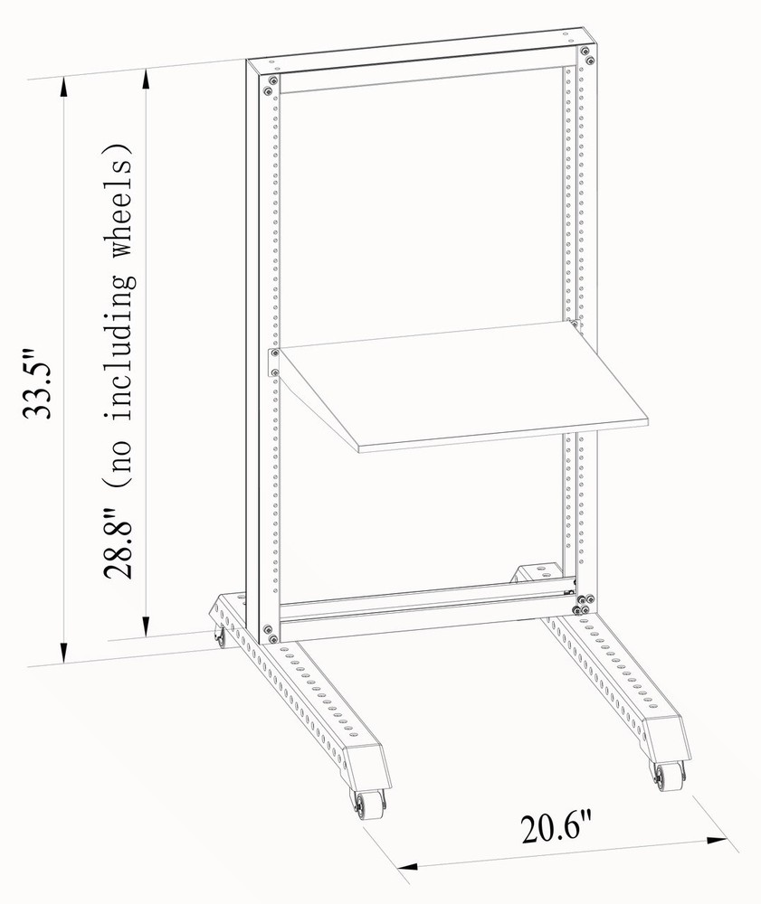Raising Electronics 15U Rack Movable 19'' 2 Post Open Frame Heavy Duty IT Networ