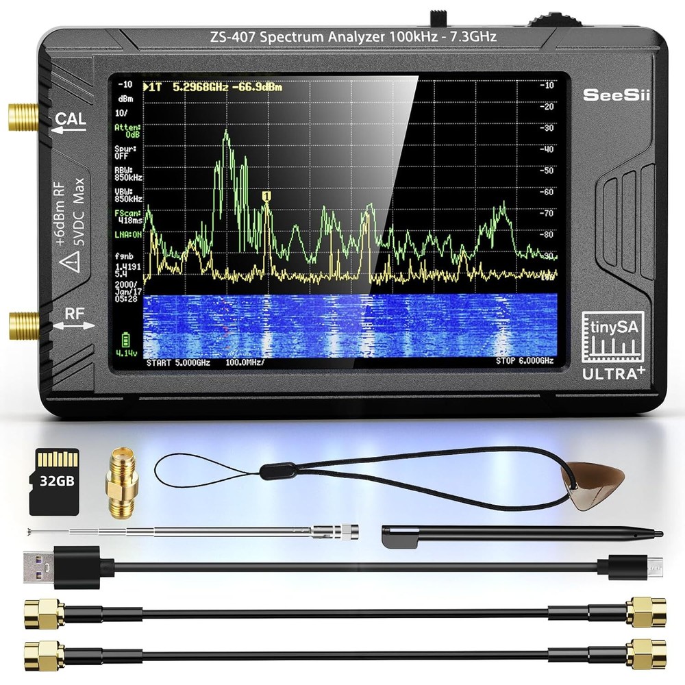 Tinysa Ultra+ ZS407 Spectrum Analyzer 100kHz–7.3GHz Tiny Frequency Analyzer