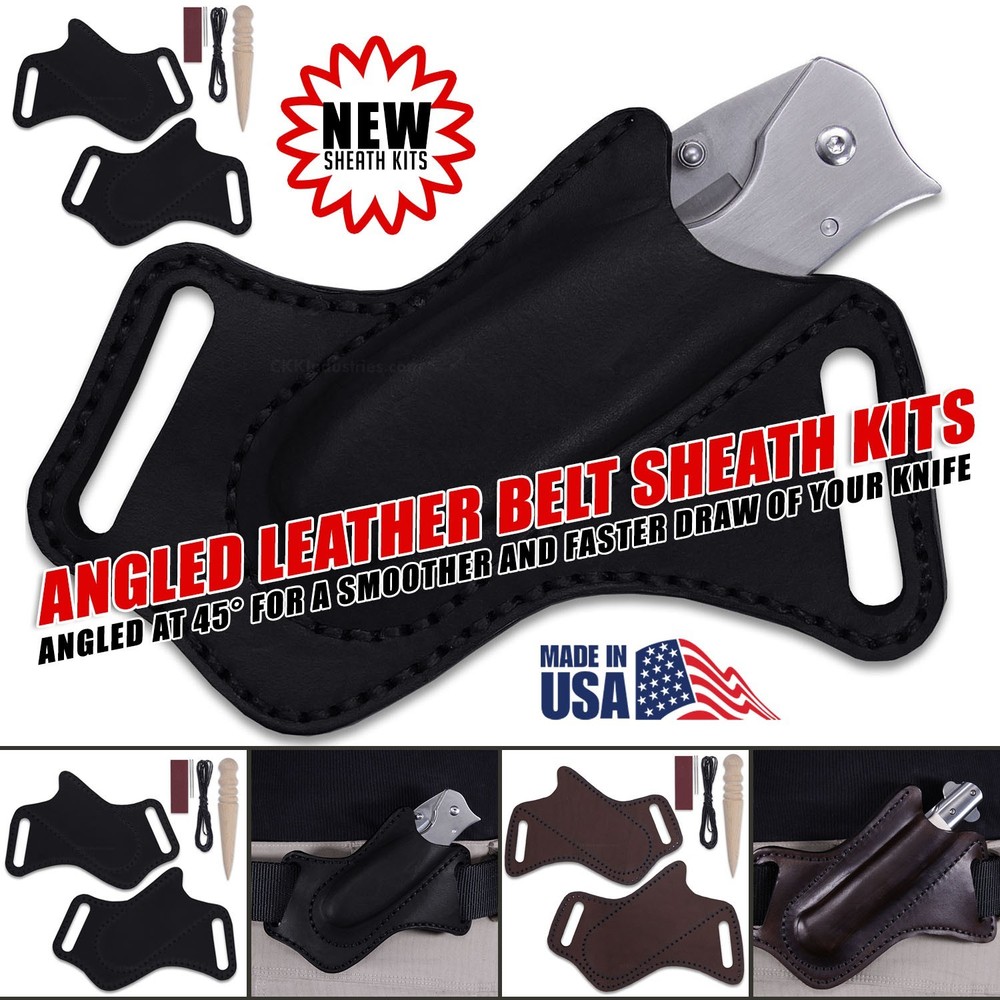 Leather Belt Sheath Making Kits - (Angled) - (1.75in) - (w/Tools)