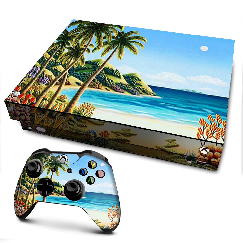 Xbox One X Console Skins Decal Wrap ONLY Beach Water Palm Trees
