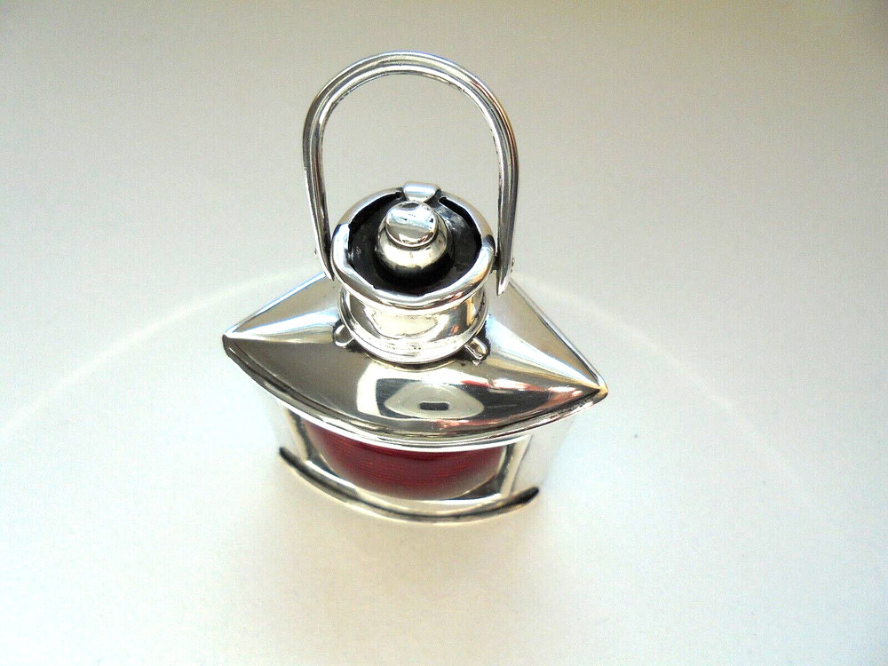 Antique Silver Enamel Lamp Lantern Vesta Case