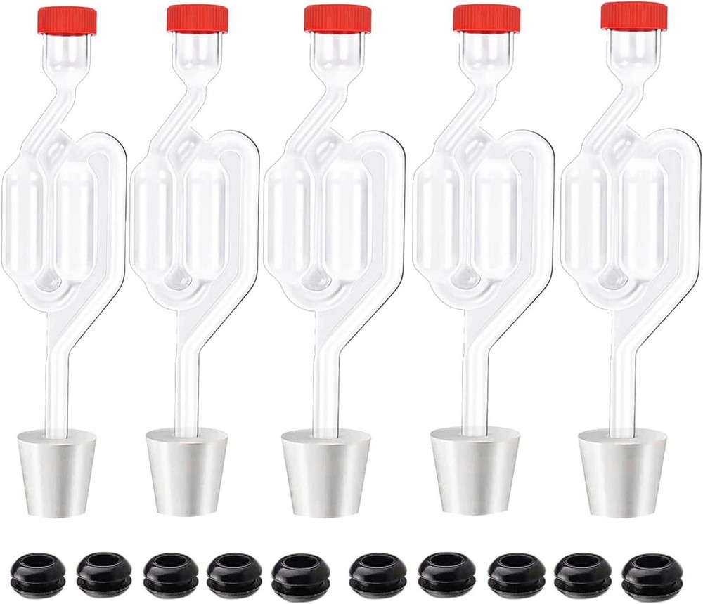 Zazolyne 5ct. S - Shape Airlock with # 6 Stopper 5pcs & Grommets 10pcs,