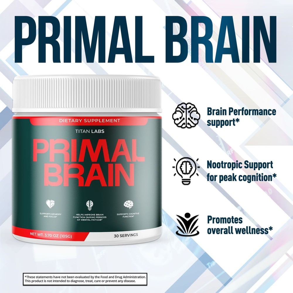 (3 Pack) Primal Brain Powder Natural Brain Support Formula PrimalBrain 90 Servs
