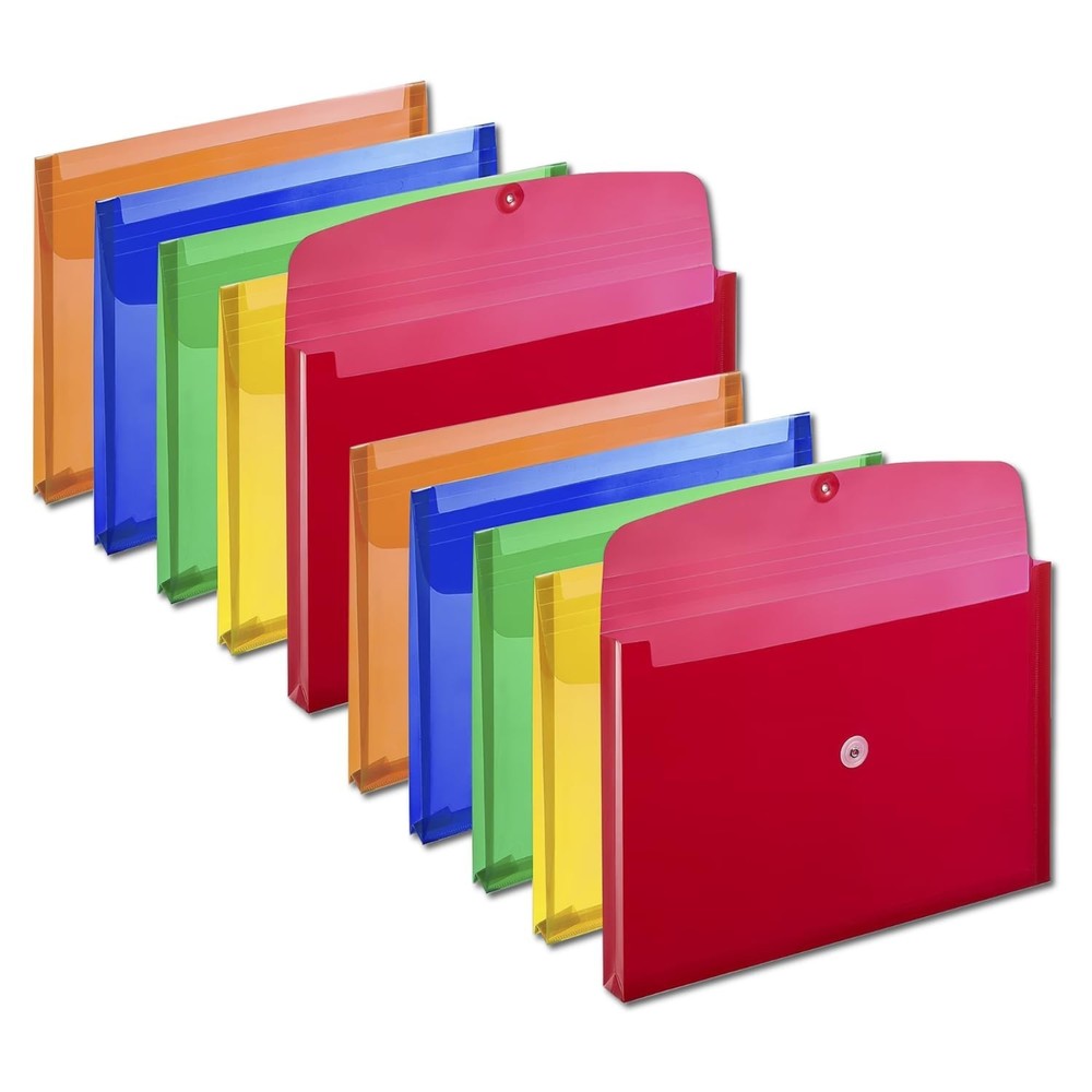1InTheOffice Poly Envelopes Button & String Closure, Expanding Wallet, Legal ...