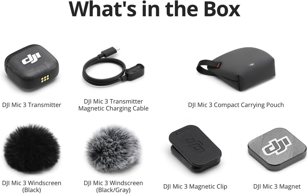 Wireless Microphone DJI Mic 3 Transmitter for iPhone Camera Android Lightweight