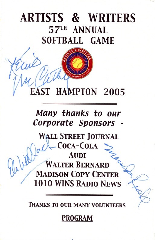 ARTISTS & WRITERS Softball Game Program Signed by Three Stars!