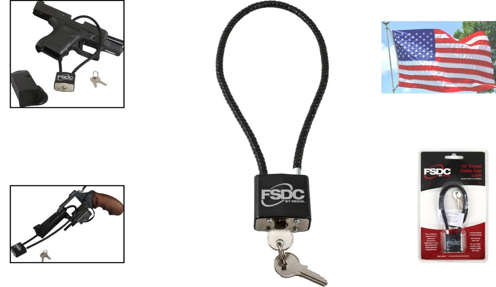 15" Gun Cable Lock - Scratch-Resistant with 2 Keys & Multi-Firearm Compatibility
