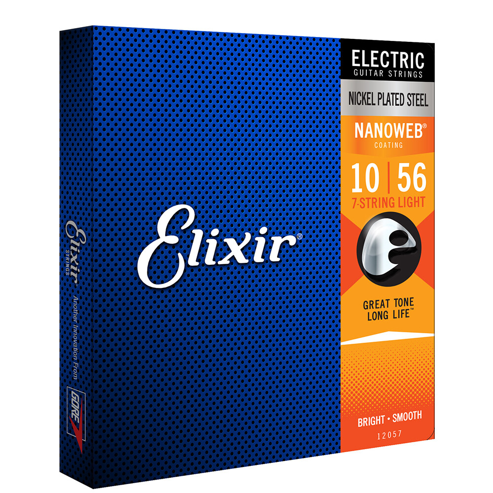 1 Set of Elixir 12057 Nanoweb 7 string Electric Guitar Strings Light 10-56