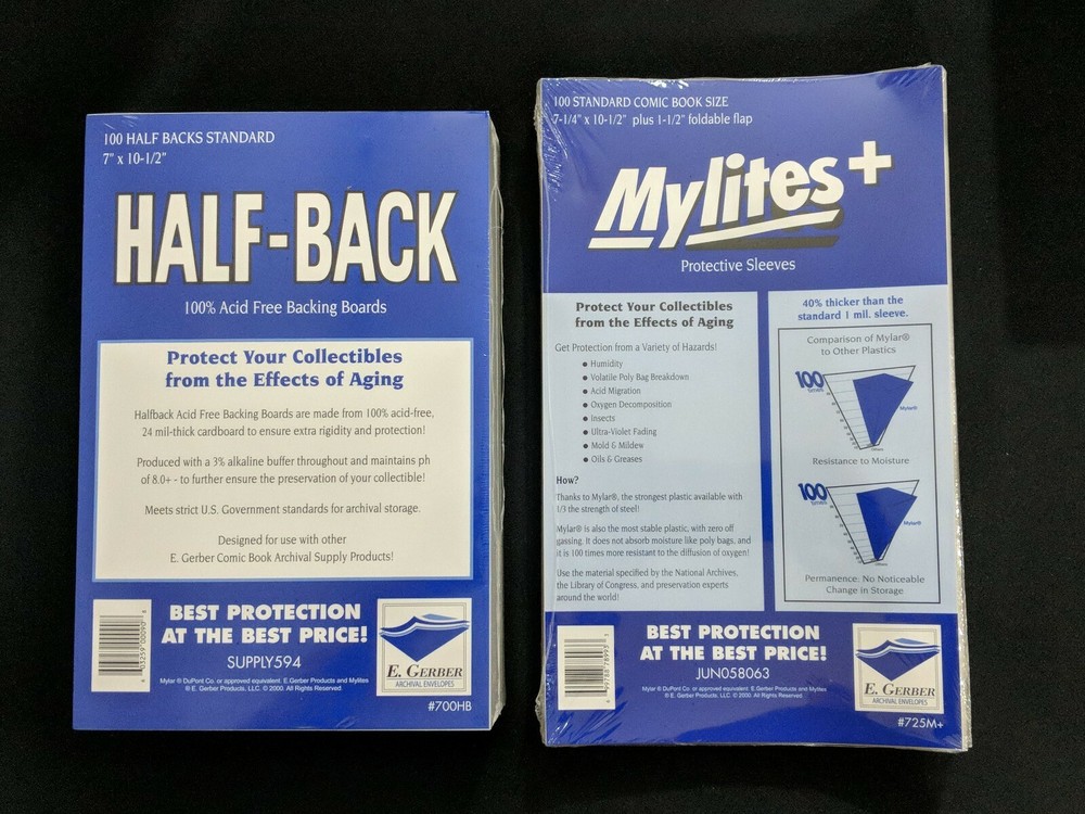 100 Mylites+ & Half Backs Set Standard Size by E Gerber 725M+ 700HB