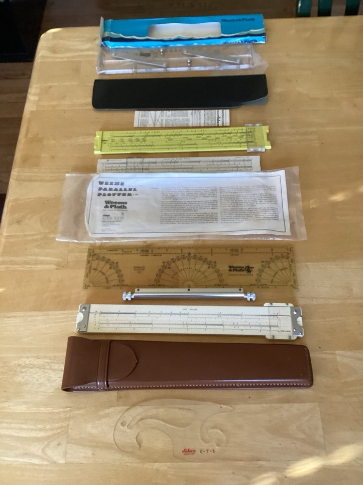 Lot Of Pickett Weems & Plath Lutz SP Precision Slide Rule Parallel Plotter