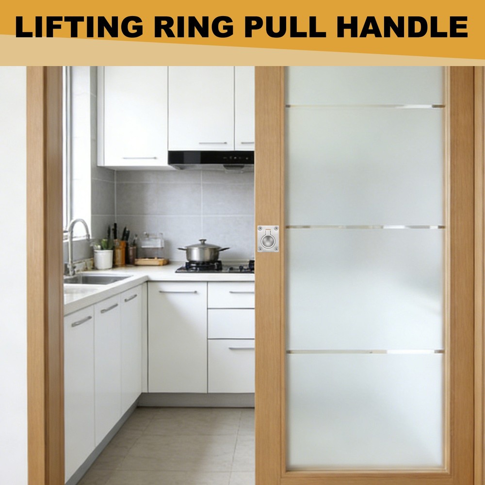 Flush Ring Pull, 1.97 x 1.57 Inch Square Recessed Door Pulls, Black