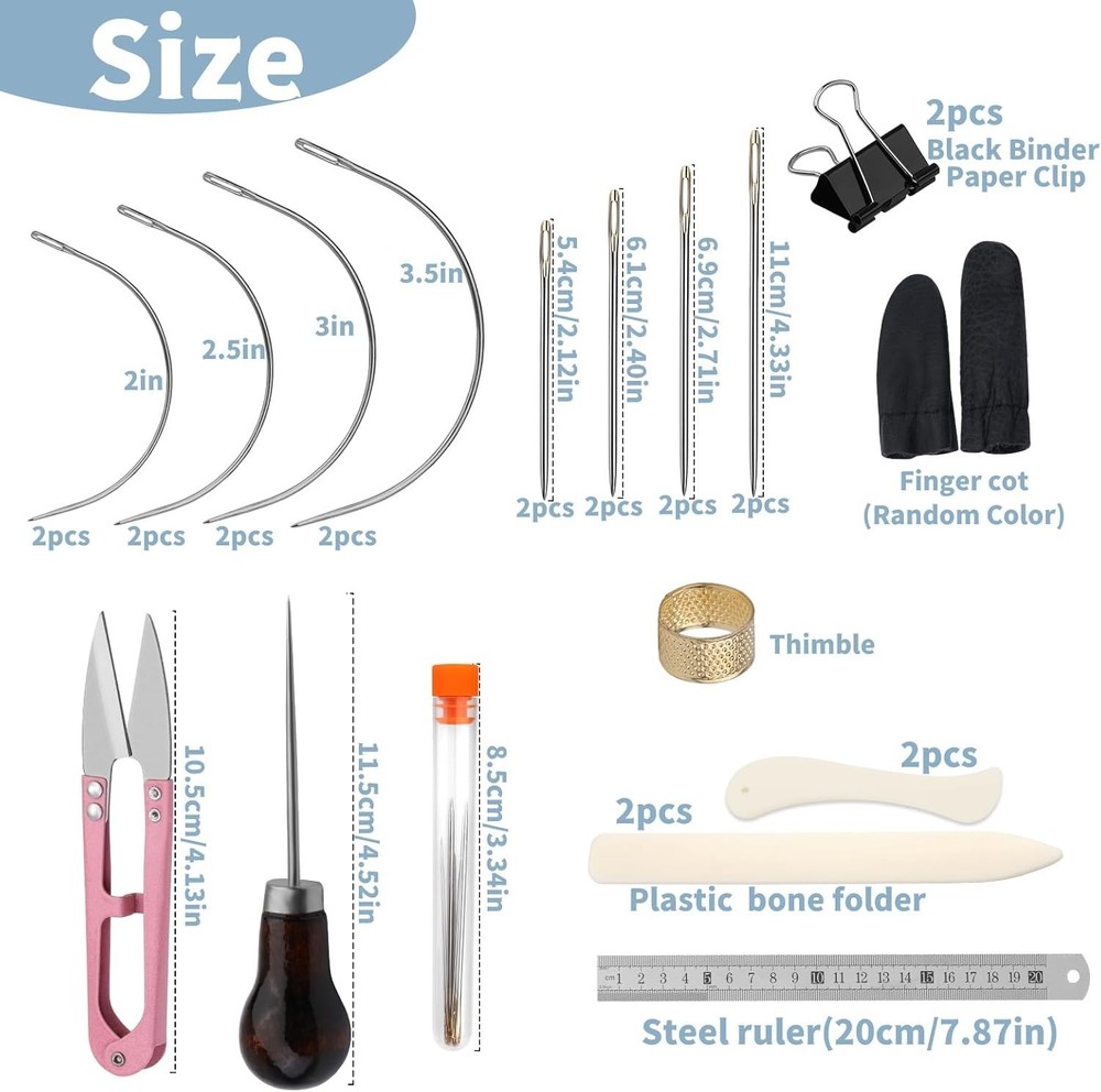 Complete Bookbinding Supplies Set - 33 Pieces with Awl, Thread & Folder Tools