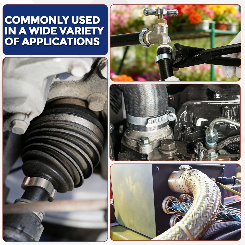 5 Pack Galvanizing Plate Double Ear Hose Clamps, Working Range 21-25mm