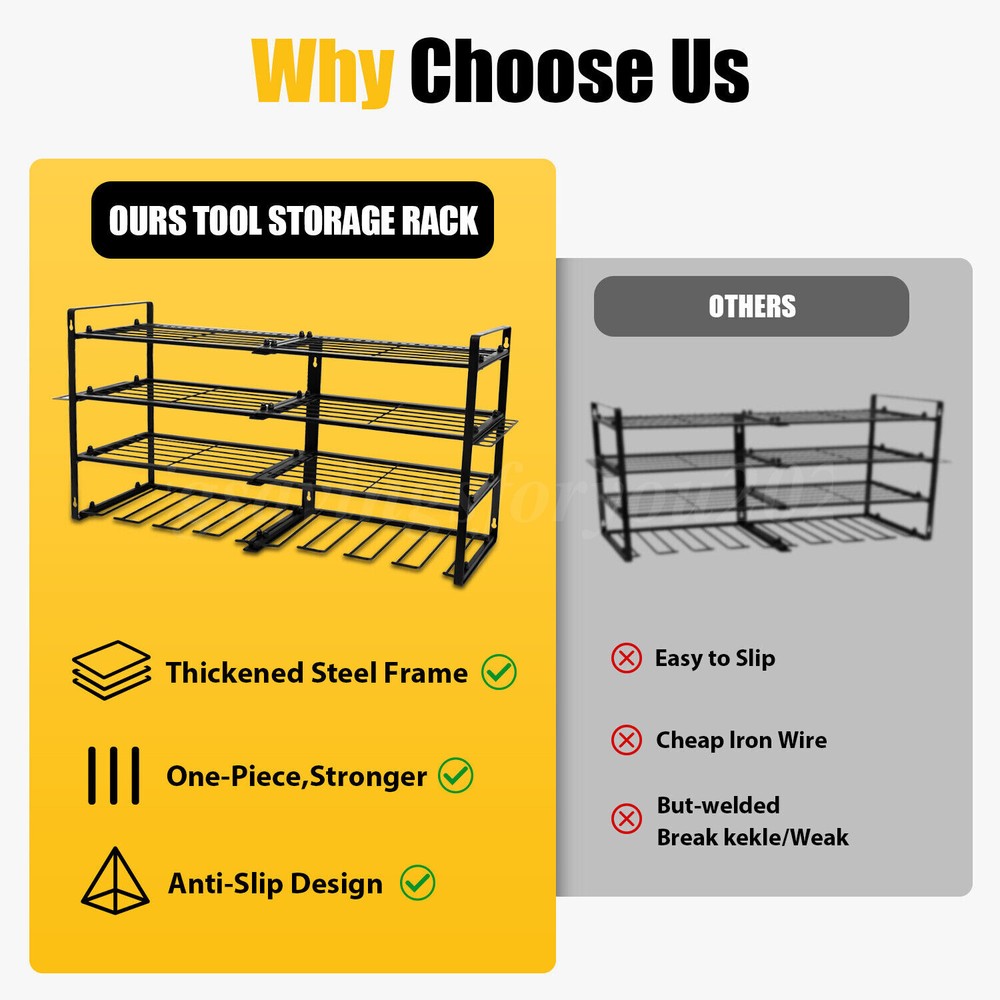 Power Tool Organizer Wall Mount,Extended Large Heavy Duty 8 Drill Holder,4 Layer