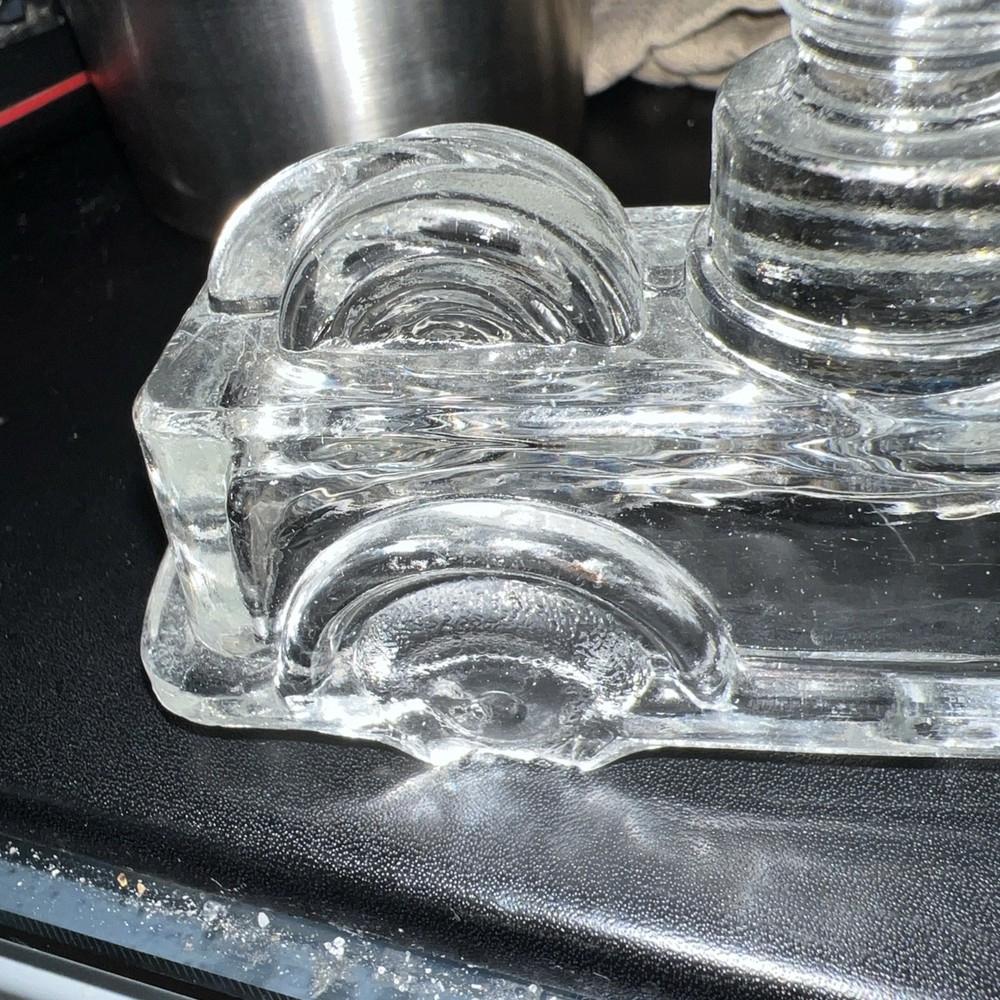 FIRE ENGINE GLASS CANDY CONTAINER ENGINE 1930s VICTORY GLASS