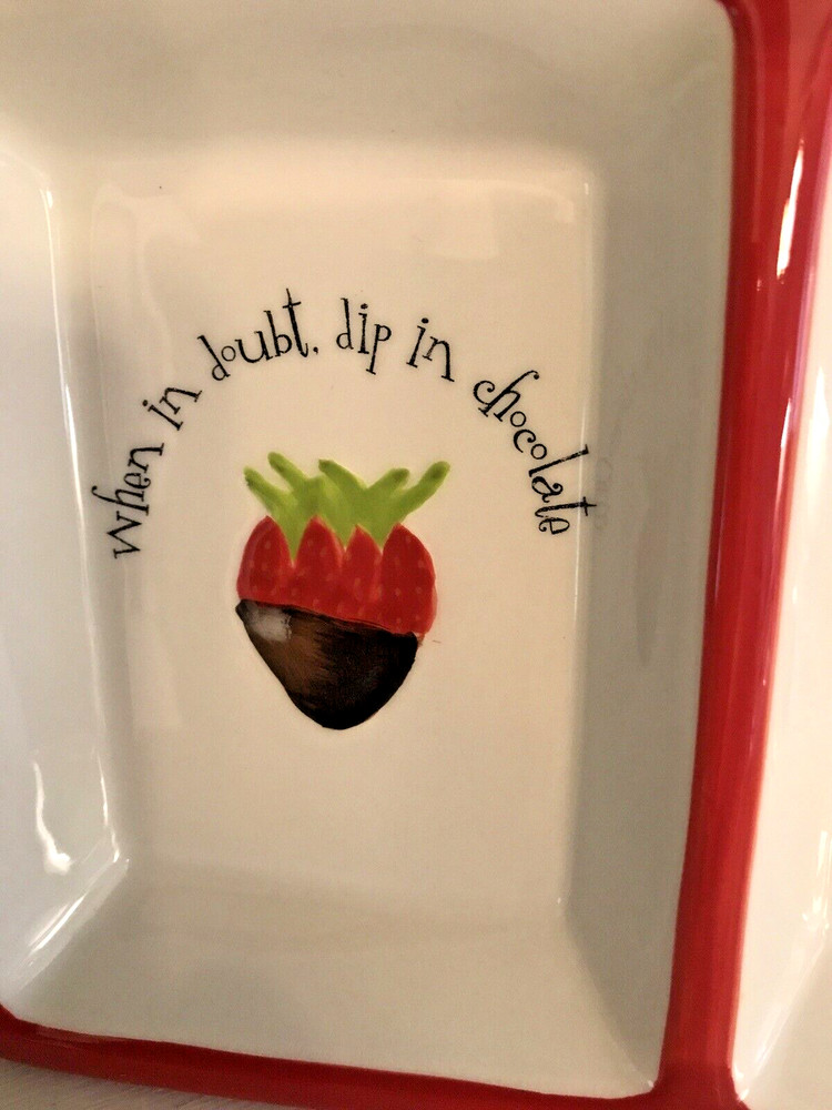 Oneida Ceramic Chocolate Dipped 4 Section Server 18" X 6" Tray