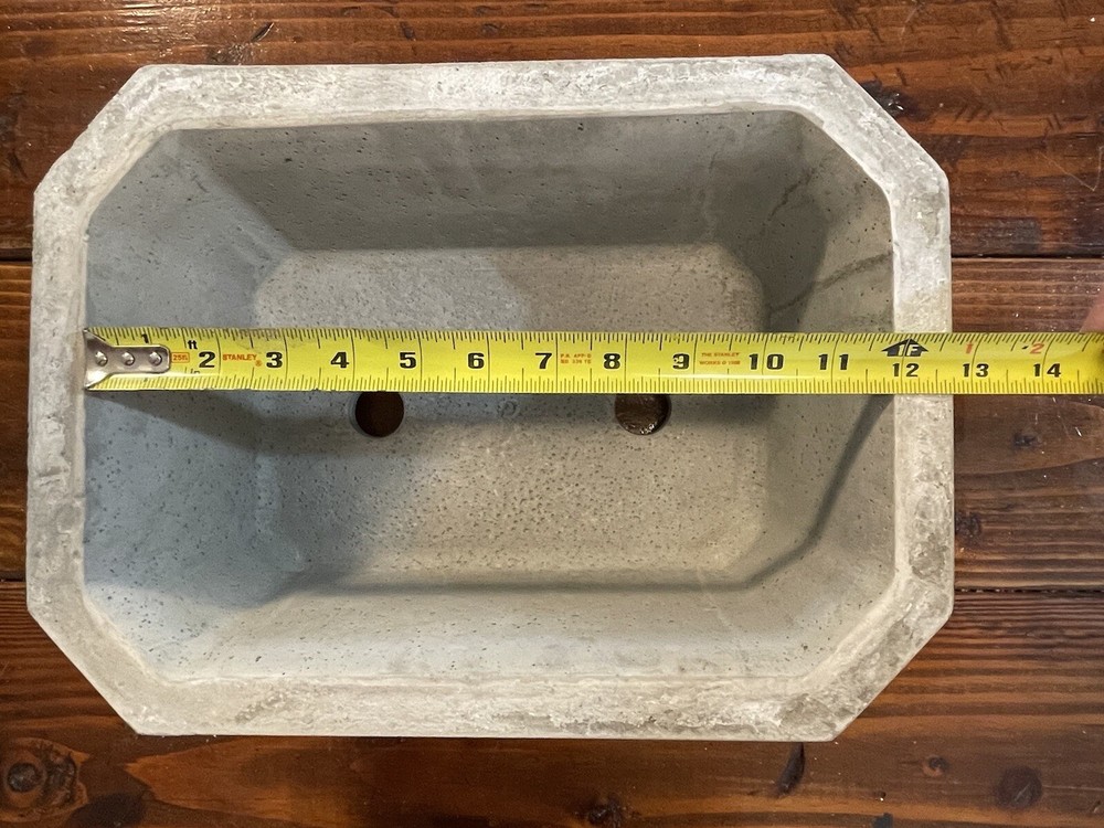 Large Rectangular Concrete Bonsai Pot 13.75” X 10” X 5.5”