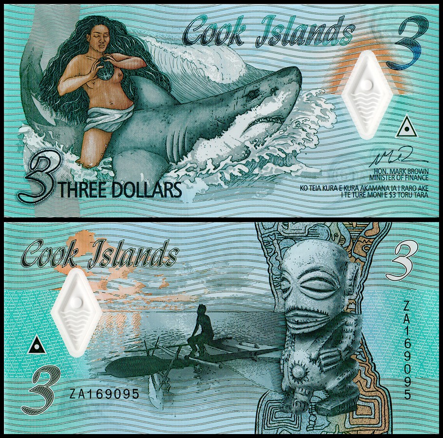 Cook Islands 3 Dollars, 2021 ND, P-11, UNC, Polymer, REPLACEMENT