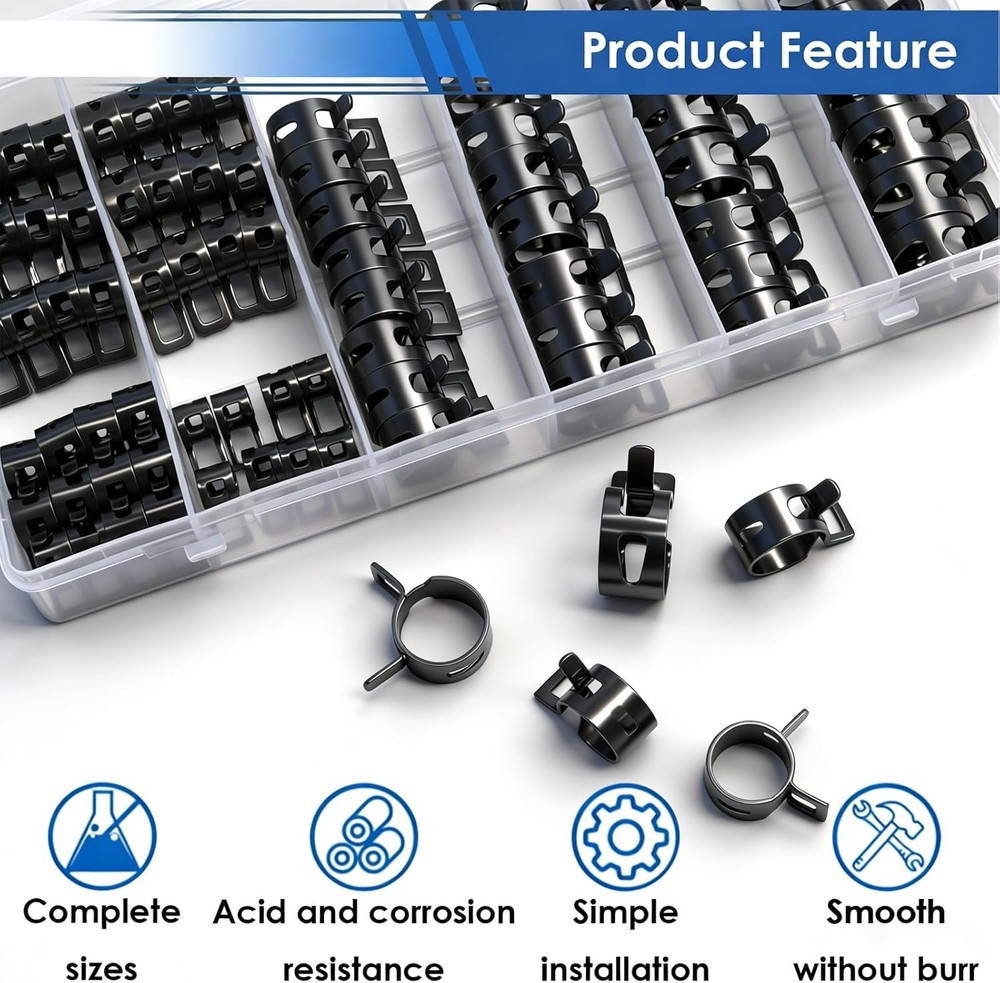 Spring Hose Clamp Assortment 7-18mm 8 Sizes