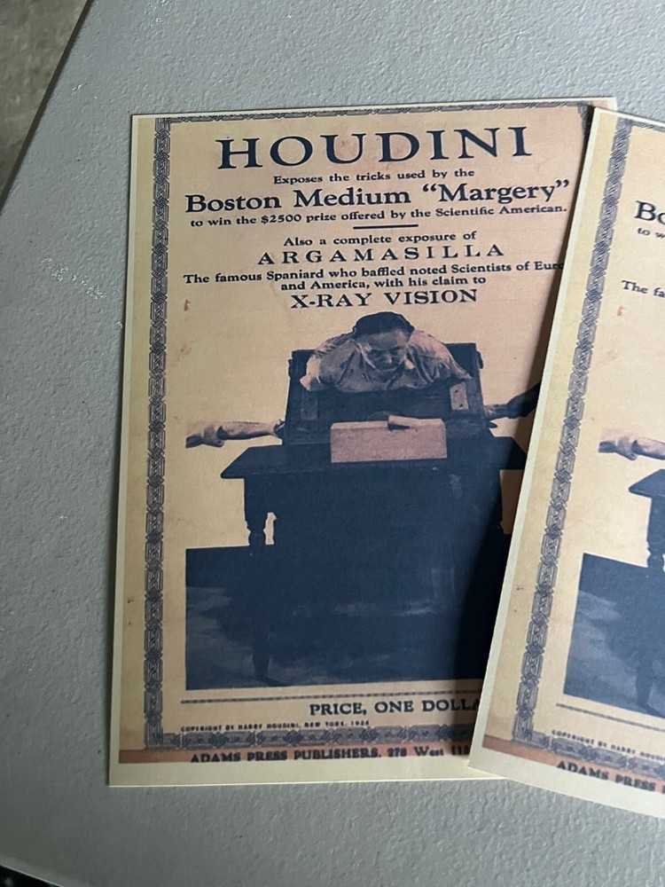 Houdini Exposes Boston Medium Margery, Reprint Adv Broadside