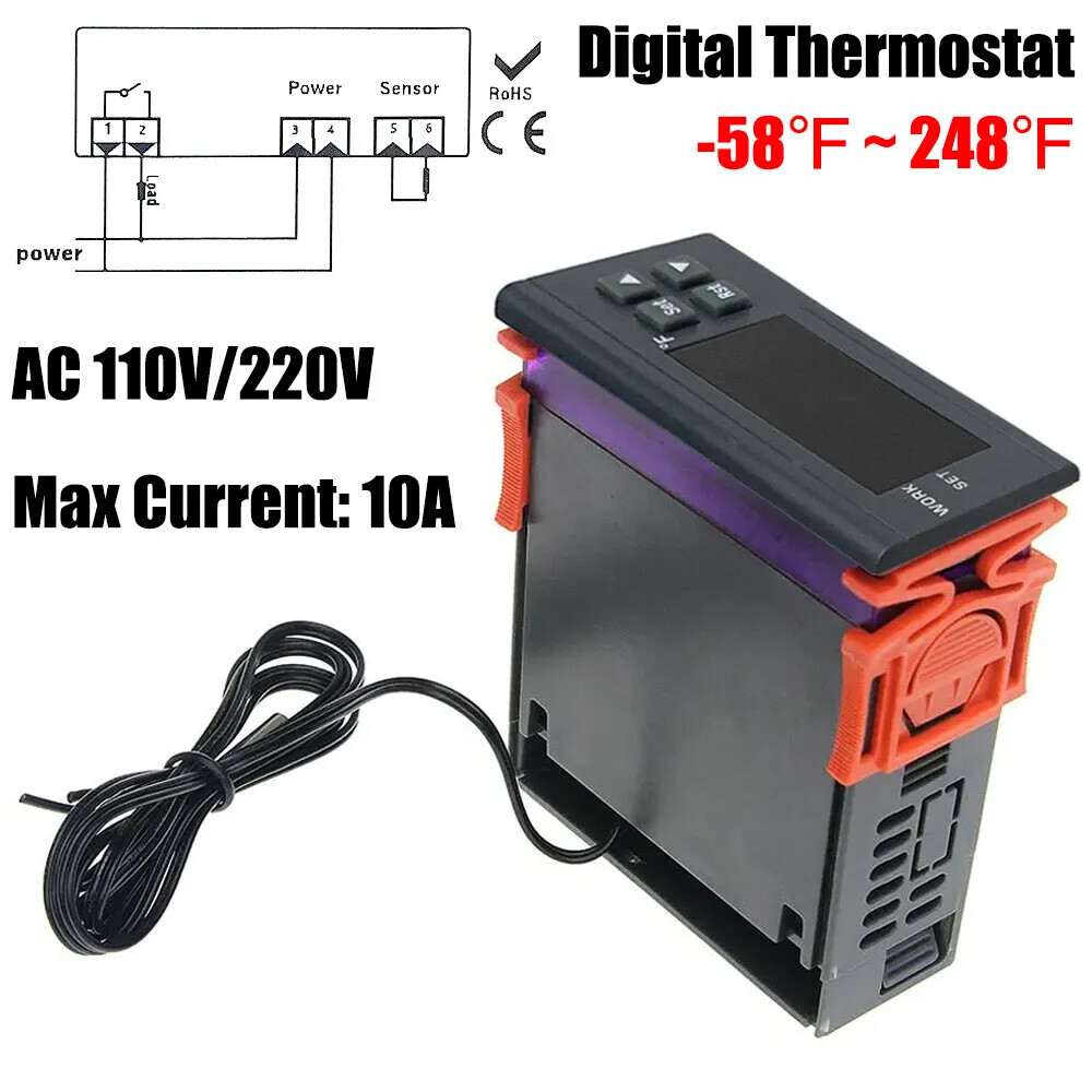 AC 110V Universal WK7016C1 Digital Temperature Controller Thermostat w/ Sensor