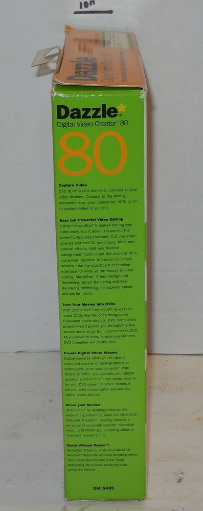DAZZLE DVC-80 Digital Video Creator 80 Video Capture Device RCA USB Cable Disc