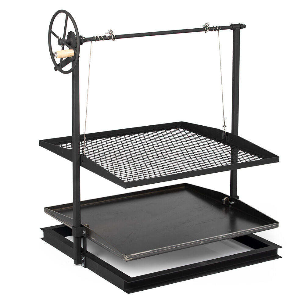 Ash & Ember Adjustable Campfire Asado Grate and Griddle, Open Flame Adjustable