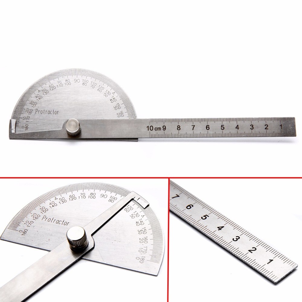 Stainles Steel 180 degree Protractor Angle Finder Arm Measuring Ruler Tool