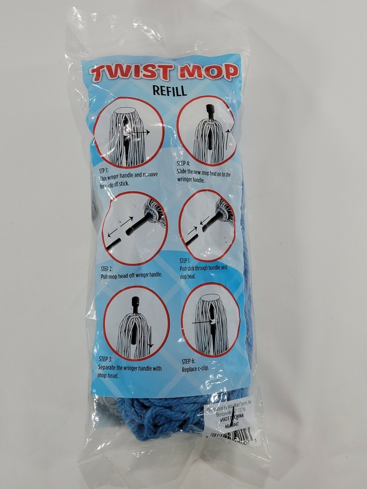 Blue Twist Cotton Mop Head Refill Extra Super Absorbent Non Scratch New!