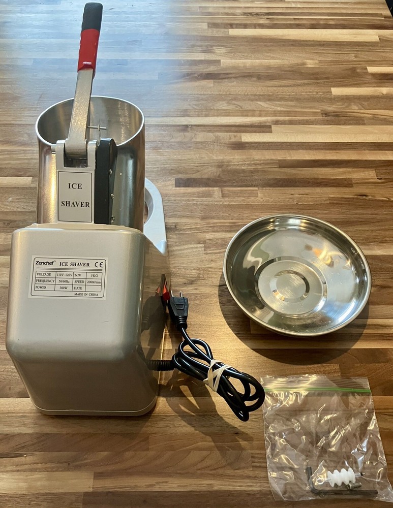Zenchef Automatic Ice Shaver D1-1029A Working, Shaved Ice Snow Cone Maker