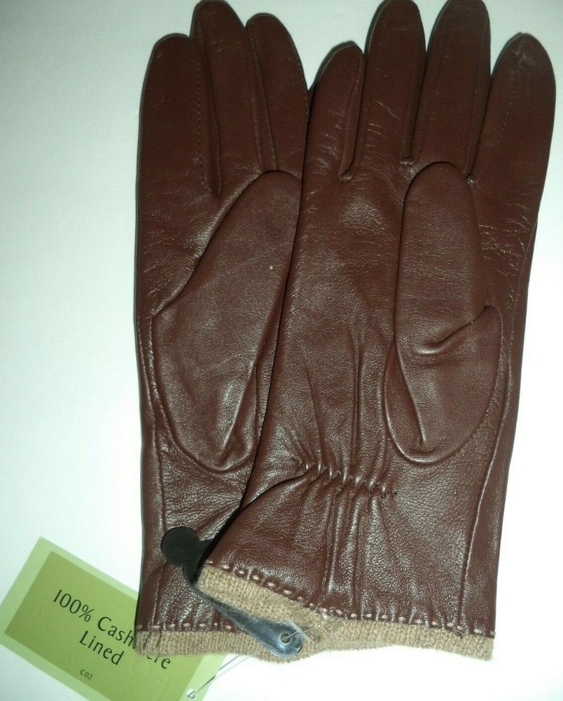 Fownes 100% Cashmere Lined} Gloves*.Brown, Medium