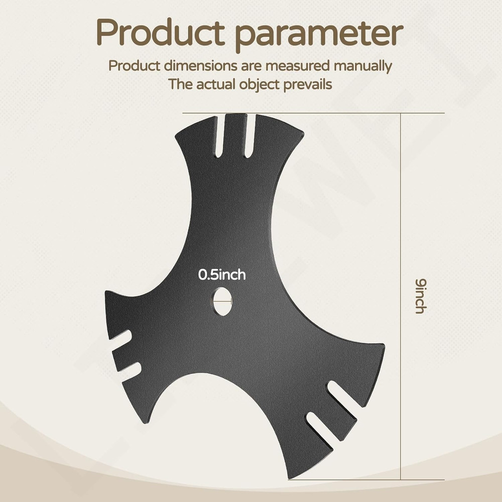 2 Pcs Universal 9" X 9" Edger Blade (1/2" Center Hole), 3-Side Edger Star Blade