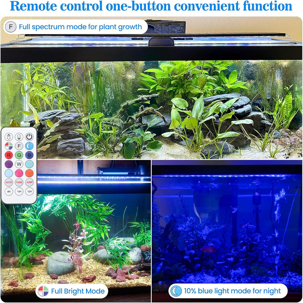 Full Spectrum Aquarium Light: Fish Tank Light with APP & Remote Timer Control fo