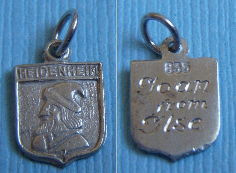 Vintage Heidenheim Germany engraved shield silver charm