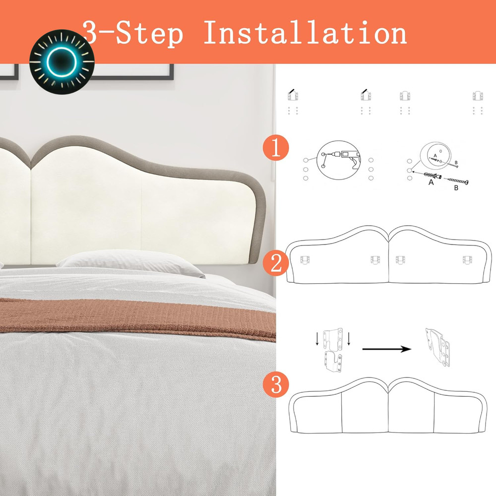 Headboards King Size headboard for Adjustable Bed Head Board Panels Upholstered