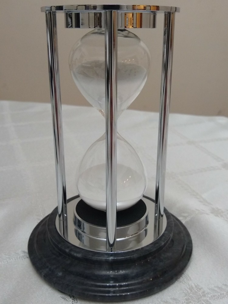 BEY BERK D832 CHROME 15 MINUTE SAND TIMER MARBLE BASE