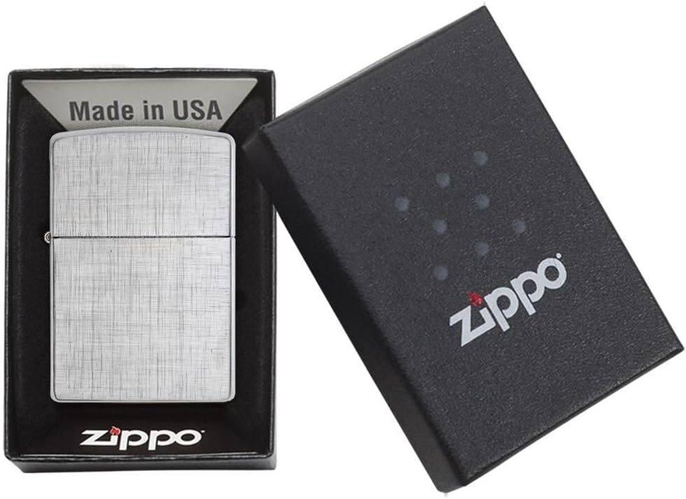 Zippo Lighter- Personalized Message Engrave Brushed Chrome Linen Weave #28181