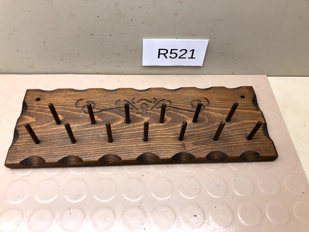 Vintage Thread Spool Holder Wall Hanging Wood Rack