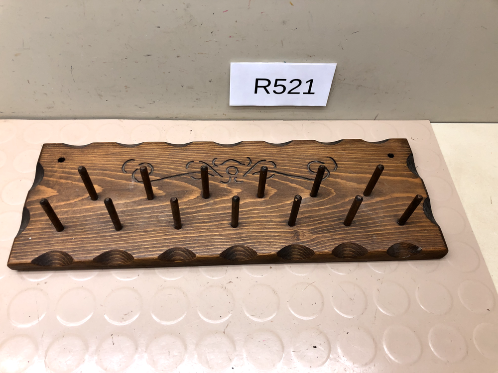 Vintage Thread Spool Holder Wall Hanging Wood Rack