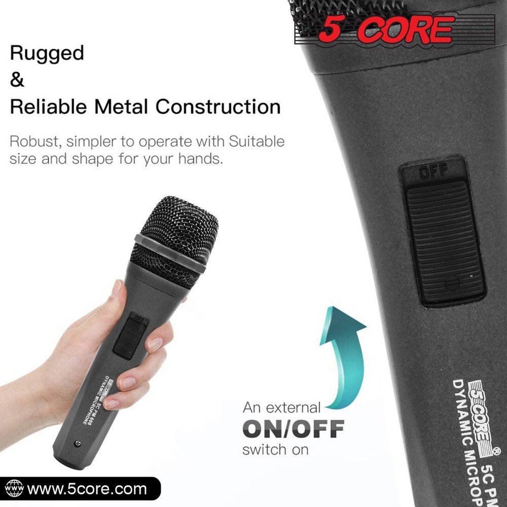5Core XLR Microphone Dynamic Mic Karaoke Singing Studio Mics Handheld Microfono