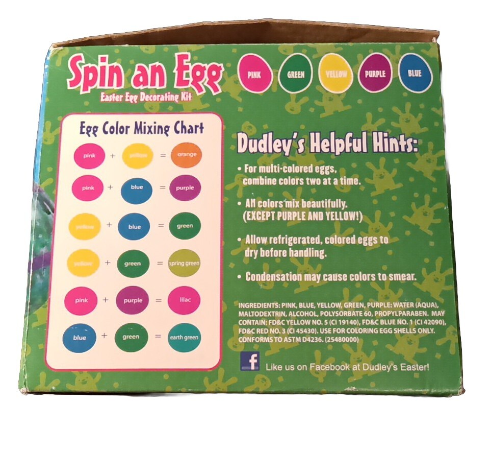 Dudley's Spin An Egg Decorating Kit - Easter Egg Dye Kit - 4 Refill Packs