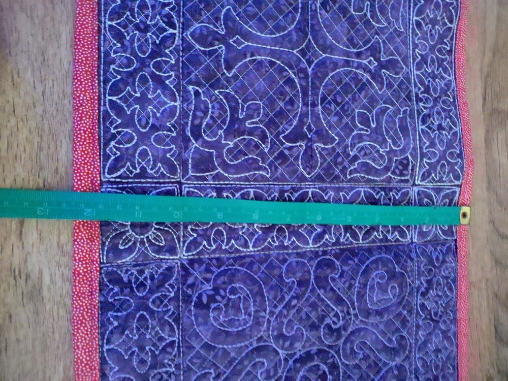 Handmade Machine Quilted Table Runner Reversible Celtic Cross Purples 12x32"