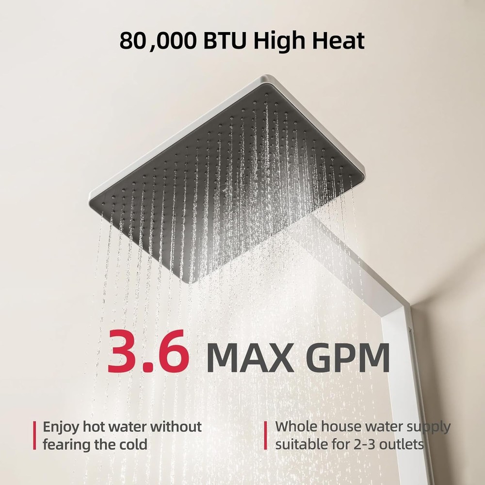 【99% NEW】Tankless Water Heater Propane Indoor Max 3.6 GPM 80,000 BTU Instant