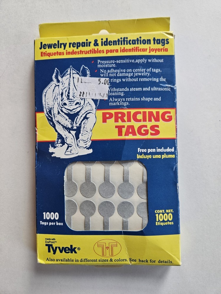 1000 Tyvek Silver Jewelry Pricing Tags