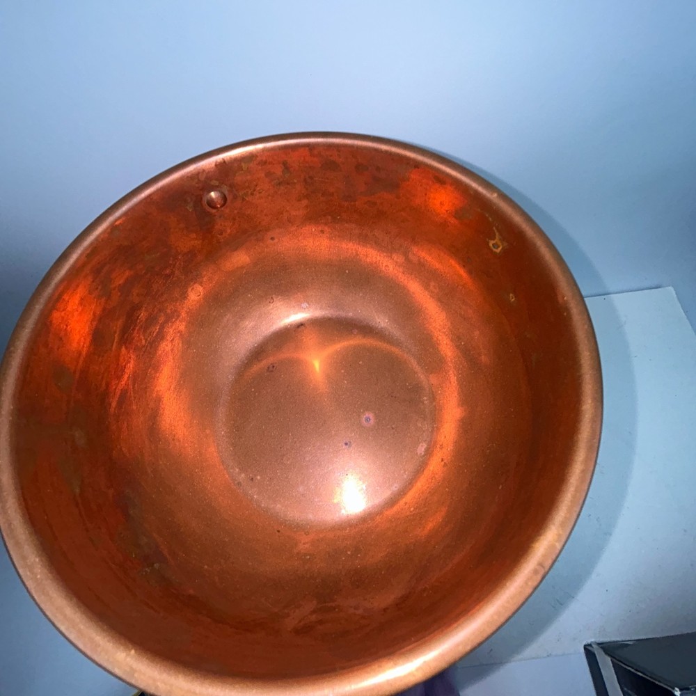 8" Copper Craft Guild Mixing Bowl, Brass Ring 4" Deep Cottagecore Baking Flat