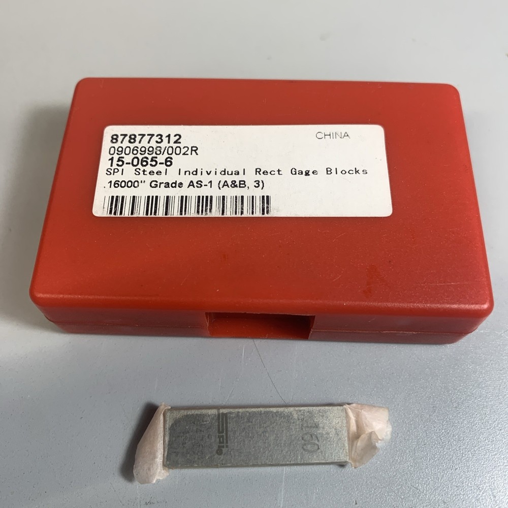 SPI 15-065-6 Grade AS-1 Rectangular Gage Block: 0.16000