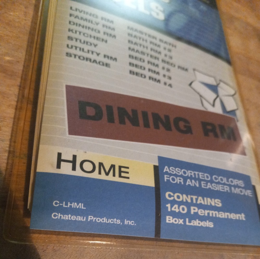 CHATEAU MOVING LABELS Dining RM 140 Permanent Box Labels
